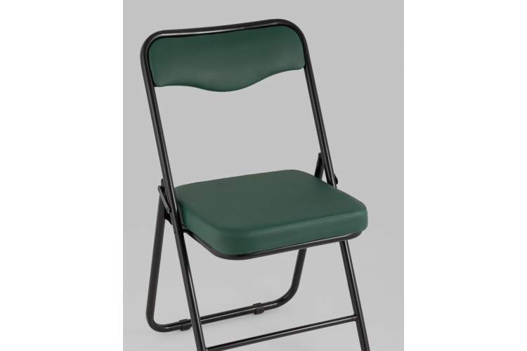 Складной стул Джонни экокожа зелёный каркас черный матовый-7