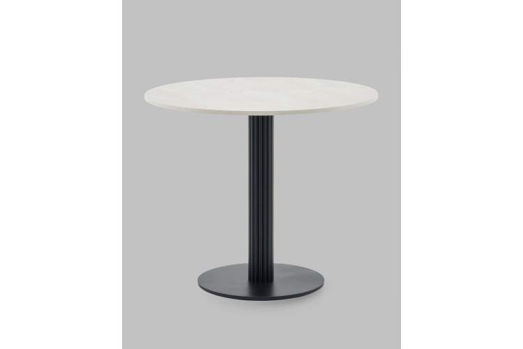 Стол круглый Фризбин D90, столешница МДФ ледяной камень, основание металл черный-1