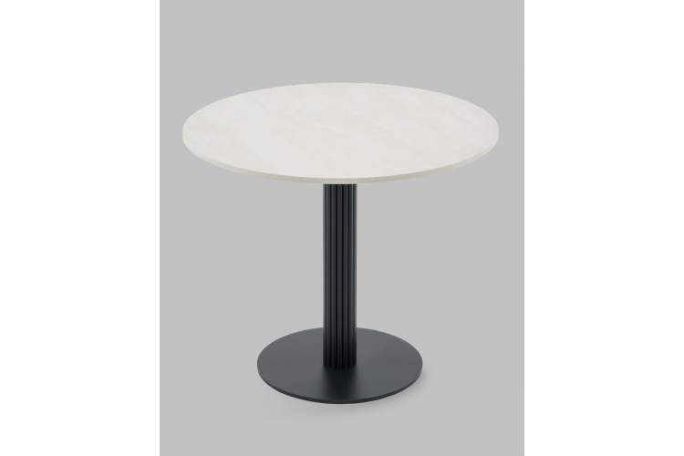 Стол круглый Фризбин D90, столешница МДФ ледяной камень, основание металл черный-2