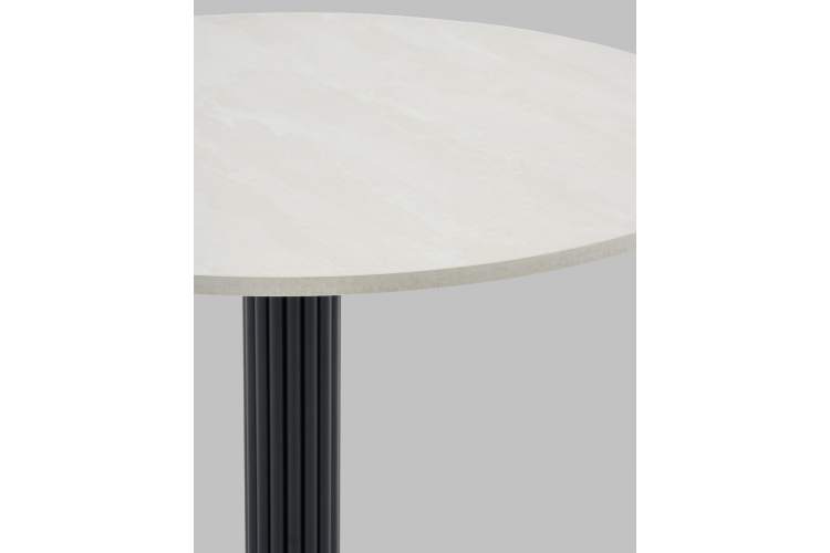 Стол круглый Фризбин D90, столешница МДФ ледяной камень, основание металл черный-4