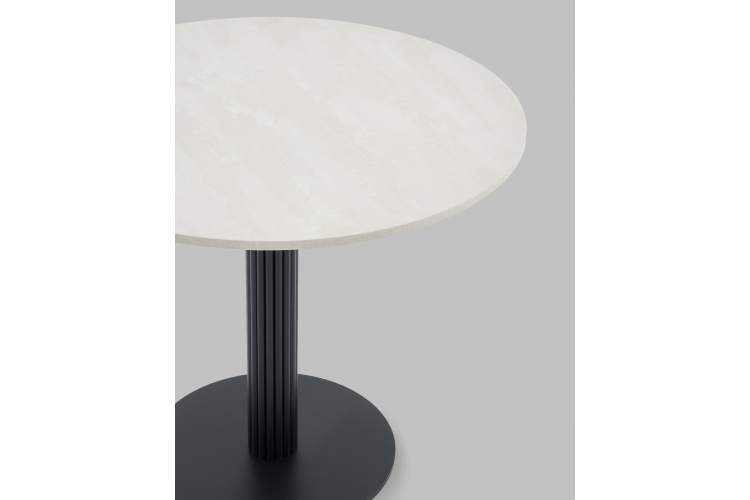 Стол круглый Фризбин D90, столешница МДФ ледяной камень, основание металл черный-3