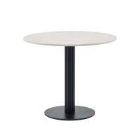 Стол круглый Фризбин D90, столешница МДФ ледяной камень, основание металл черный