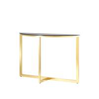 Консоль полукруглая АЛЬБА 115*30 золото стекло черное в гостиную