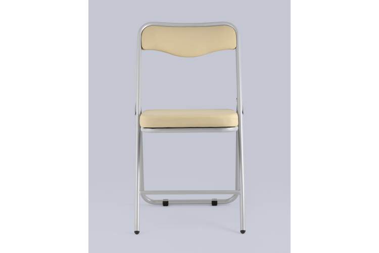 Складной стул Джонни экокожа кремовый каркас металлик-2