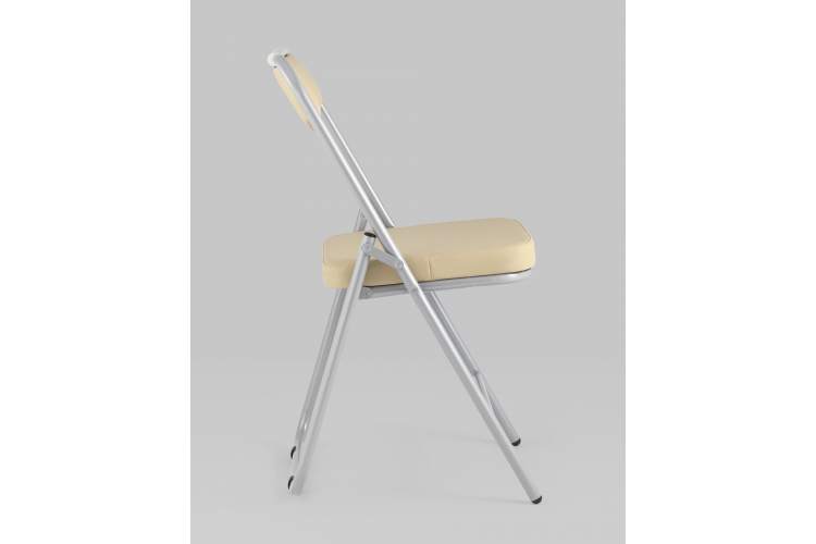 Складной стул Джонни экокожа кремовый каркас металлик-3