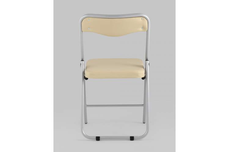 Складной стул Джонни экокожа кремовый каркас металлик-4