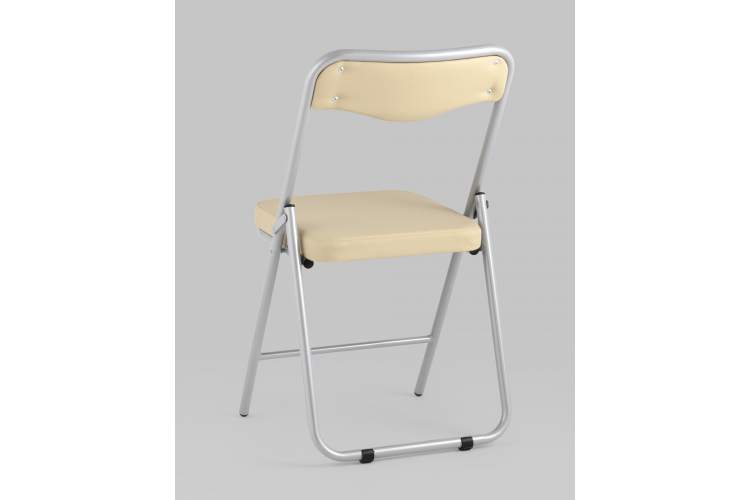 Складной стул Джонни экокожа кремовый каркас металлик-5