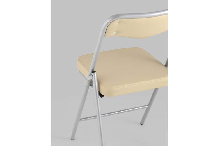 Складной стул Джонни экокожа кремовый каркас металлик-6