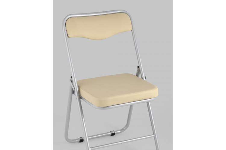 Складной стул Джонни экокожа кремовый каркас металлик-7