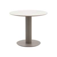 Стол круглый Терралино D90 верх керамика белый матовый, основание металл латте
