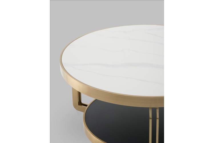 Журнальный столик Калисто 90*90 см светлая и темная керамика-4