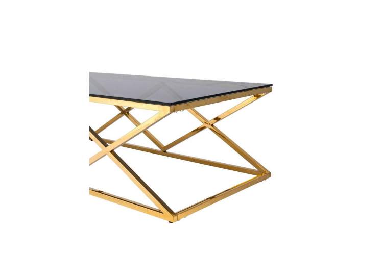 Журнальный стол 120*60 ИНСИГНИЯ золото стекло smoke-1