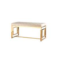 Банкетка-скамейка БРУКЛИН велюр бежевый сталь золото