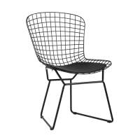 Стул обеденный Bertoia черный с черной подушкой Стул обеденный Bertoia черный с черной подушкой