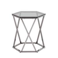 Журнальный столик Круз 48*42 стекло smoke сталь темный хром