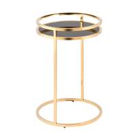 Журнальный столик Гестия 41*60см стекло черное сталь золото