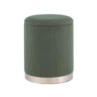 Пуф Эмили с ящиком серебро вельвет зелёный