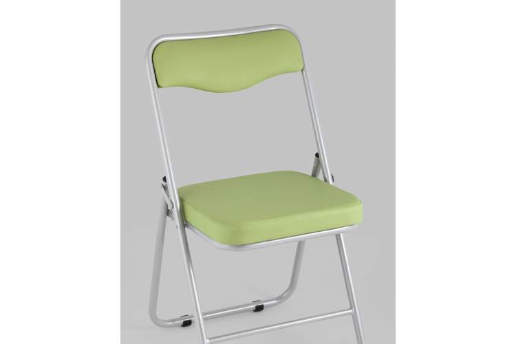 Складной стул Джонни экокожа салатовый каркас металлик-7