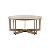 Журнальный столик Алиада 90х90 см светлая керамика сталь шампань в гостиную