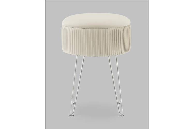 Пуф Астор бежевый серебряные ножки-2