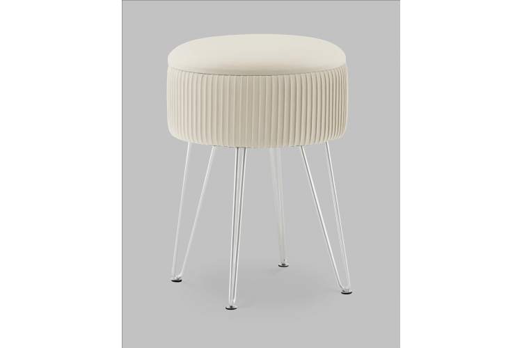 Пуф Астор бежевый серебряные ножки-1