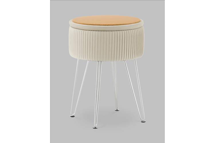 Пуф Астор бежевый серебряные ножки-3