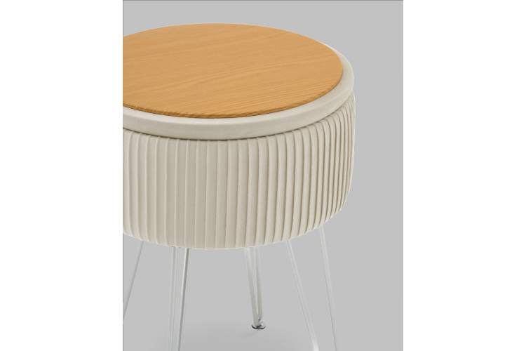 Пуф Астор бежевый серебряные ножки-4