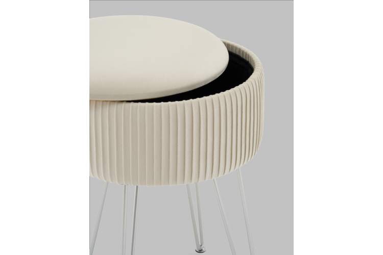 Пуф Астор бежевый серебряные ножки-5