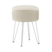 Пуф Астор бежевый серебряные ножки