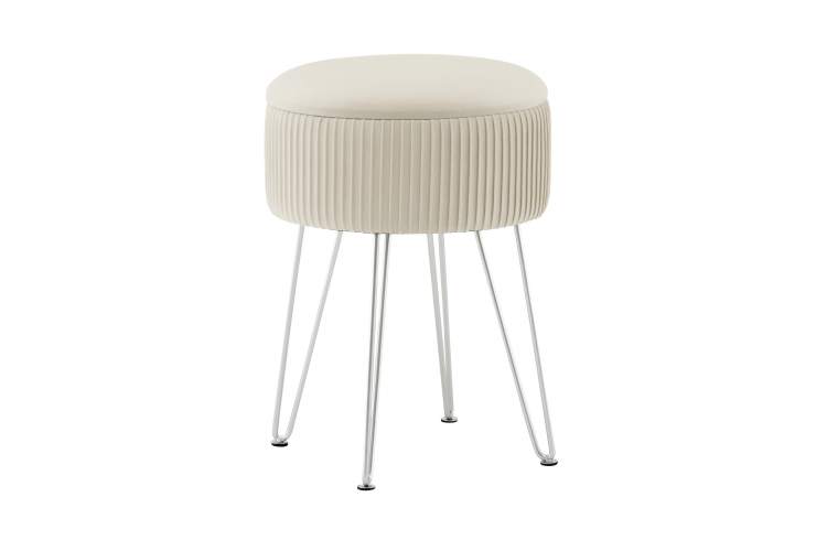 Пуф Астор бежевый серебряные ножки
