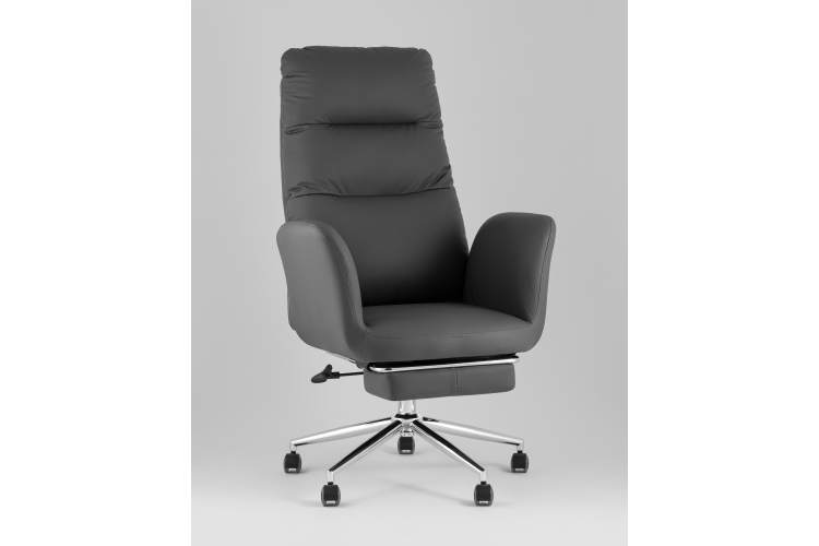 Кресло руководителя TopChairs Solid NC с оттоманкой серый-1