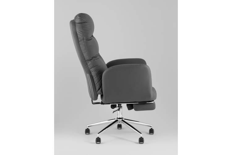 Кресло руководителя TopChairs Solid NC с оттоманкой серый-3