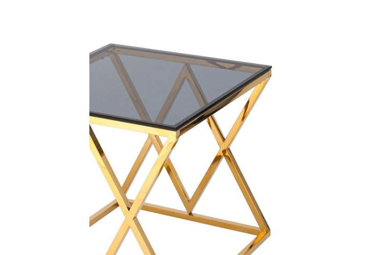 Журнальный стол 55*55 ИНСИГНИЯ золото стекло smoke-1