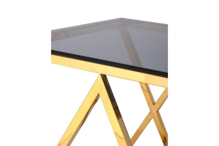 Журнальный стол 55*55 ИНСИГНИЯ золото стекло smoke-2