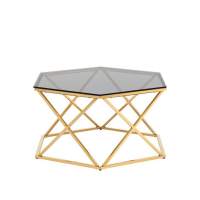 Журнальный столик Круз 93*80 стекло smoke сталь золото