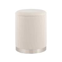 Пуф Эмили с ящиком серебро вельвет молочный