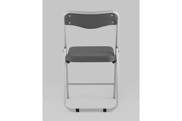 Складной стул Джонни экокожа серый каркас металлик-4