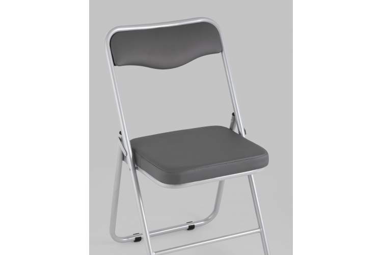 Складной стул Джонни экокожа серый каркас металлик-7