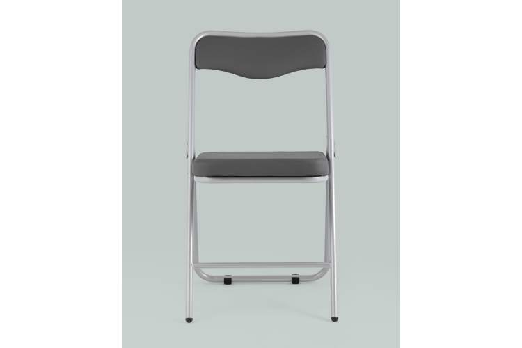 Складной стул Джонни экокожа серый каркас металлик-2
