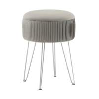 Пуф Астор серебристый серебряные ножки в гостиную