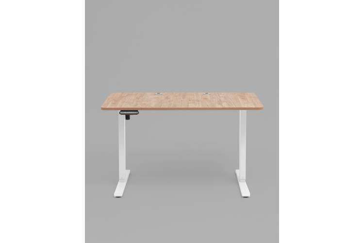 Стол с регулировкой высоты, 1 мотор, память 3 уровня высоты,белый, 120*60 см, светлое дерево-2