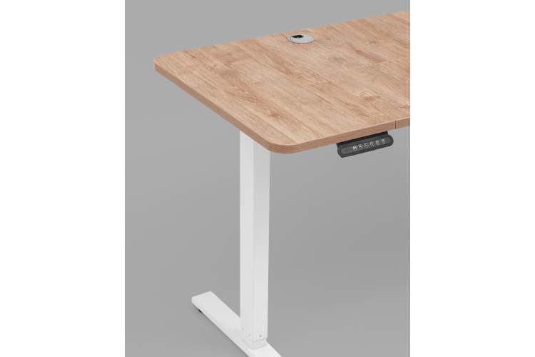 Стол с регулировкой высоты, 1 мотор, память 3 уровня высоты,белый, 120*60 см, светлое дерево-5