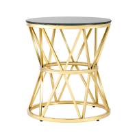 Журнальный стол 50*50 ВИВА золото стекло черное в гостиную