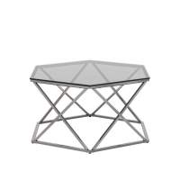 Журнальный столик Круз 93*80 стекло smoke сталь темный хром