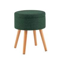 Пуф с ящиком Store Woody рогожка темно-зелёная