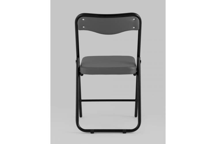 Складной стул Джонни экокожа серый каркас черный матовый-4