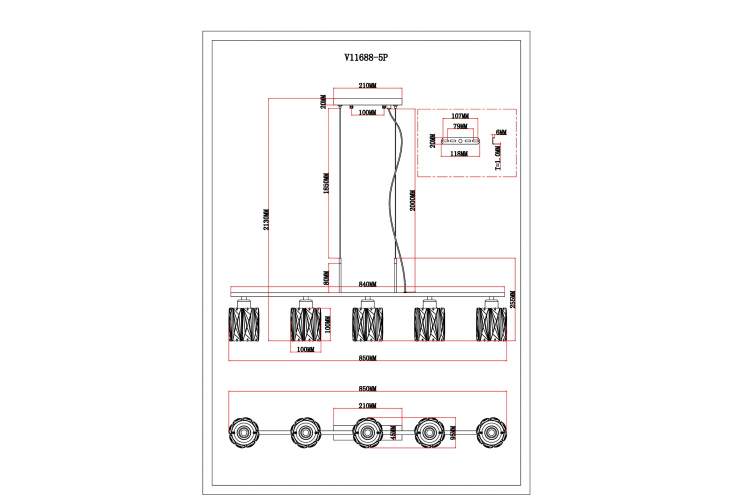 Люстра подвесная Moderli V11688-5P Prismique-6