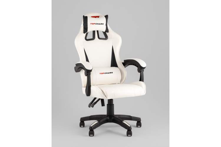 Кресло спортивное TopChairs Phantom бело-черный-1