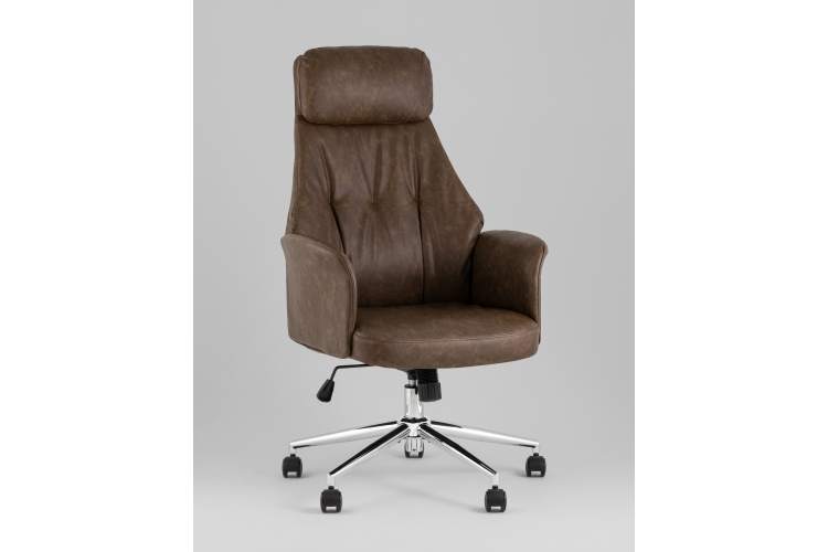 Кресло офисное TopChairs Neoma коричневый экокожа-1