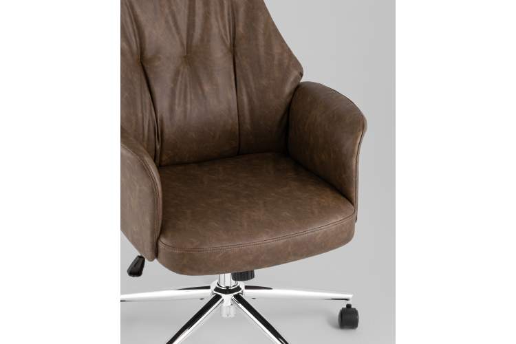 Кресло офисное TopChairs Neoma коричневый экокожа-7